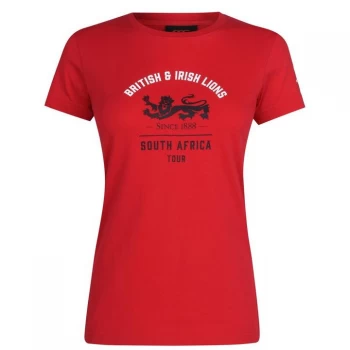 Image of Canterbury British and Irish Lions Graphic Print T Shirt Ladies - Red/Black