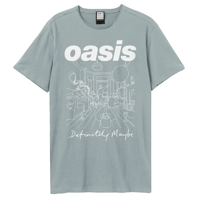 Image of Amplified Amplified Men Definitely Maybe Oasis T-Shirt in Pale Blue Size: X-Small Pale Blue XS Male 5063652562796