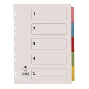 Image of Concord Divider 5-Part A4 Multicoloured Tabs with Contents 71198PJ11