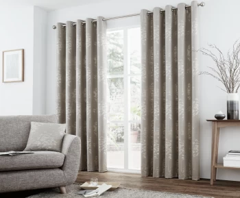 Image of Curtina Elmwood Lined Curtains - 229x183cm - Stone