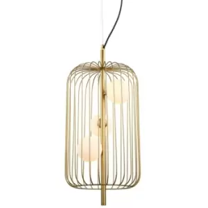 Image of Italux Lighting - Italux Hayden - Modern Hanging Pendant Golden 3 Light with Gold, White Shade, G9
