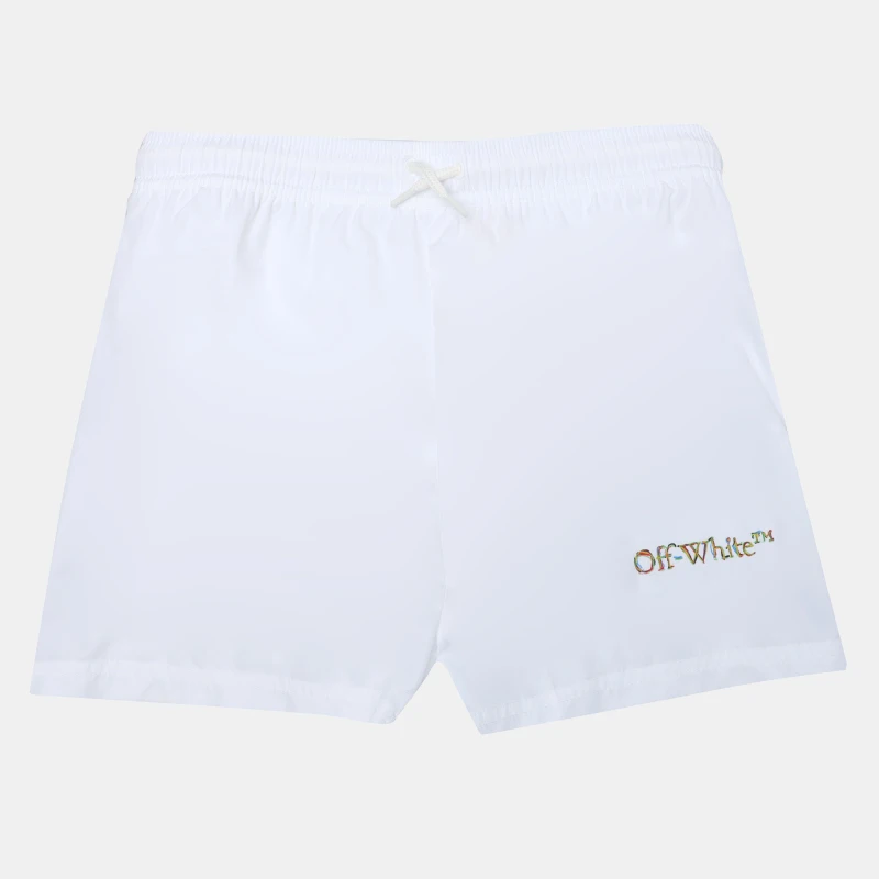 Image of Off White Kids Logo Swim Shorts White Multi male 8 Yrs