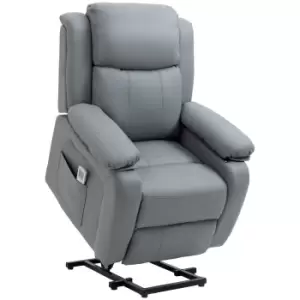 Image of Homcom Vibrating Massage Recliner Chair Electric Power Lift Grey Faux Leather
