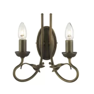 Image of Olivia 2 Light Indoor Candle Wall Light Black, Gold, E14