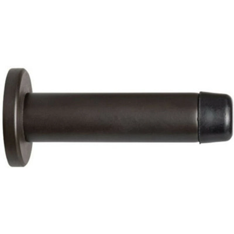 Image of Loops Rubber Tipped Doorstop Cylinder with Rose Wall Mounted 70mm Matt Bronze Multi