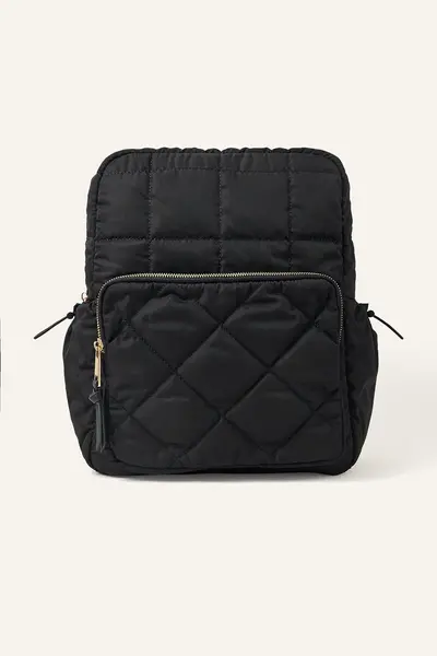 Image of Accessorize Quilted Nylon Laptop Backpack Black
