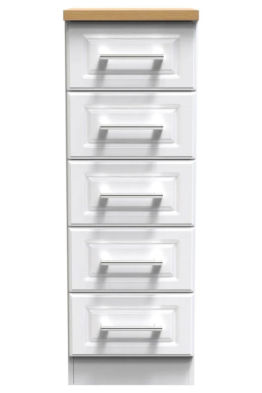 Image of Ready Assembled 2 U Norfolk 5 Drawer Tallboy (Ready Assembled) in White White Unisex