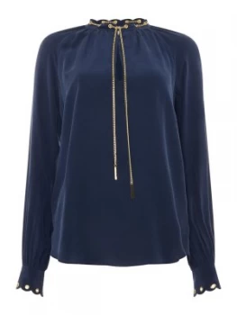 Image of Michael Kors Scallop grommet chain top Blue