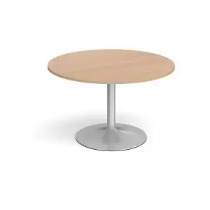 Image of Trumpet base circular boardroom table 1200mm - silver base and beech