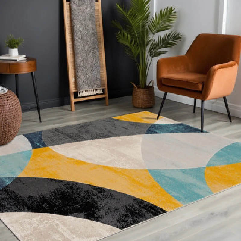 Image of Livabliss Scandi Modern Aqua Bea Area Rug 160 X 220 Cm - Easy Care, Non Shedding, Ideal For Living Room & Bedroom