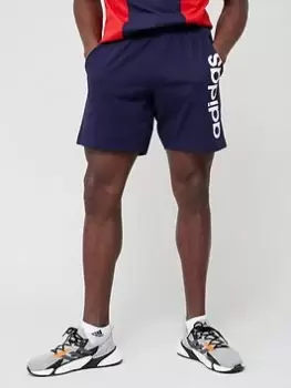 Image of adidas Sportswear Sportswear AEROREADY Essentials Single Jersey Linear Logo Shorts - Navy, Size XS, Men