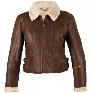 Image of Eastern Counties Leather Womens/Ladies Ella Cropped Sheepskin Flying Jacket (14) (Brick Forest)