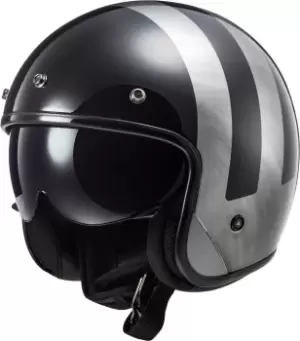 Image of LS2 OF601 Bob Lines Jet Helmet, black-silver Size M black-silver, Size M