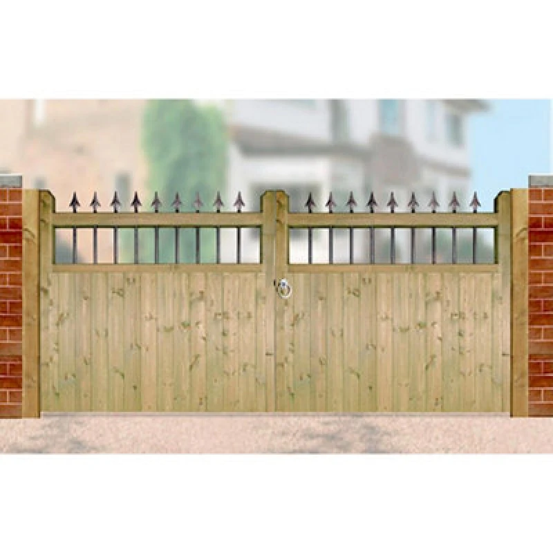 Image of Burbage Iron Craft Hampto Wooden Driveway Garden Gates 3000mm Wide X 1200mm High Had32
