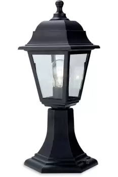 Image of Oslo 1 Light Pedstal Lantern Pillar Black Resin IP44 E27