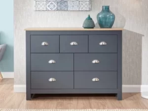 Image of GFW Lancaster Slate Blue and Oak 7 Drawer Merchant Chest of Drawers Flat Packed