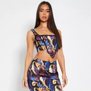 Image of I Saw It First Smoke Print Woven Boned Corset Top - Multi