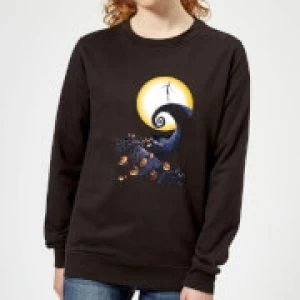 Image of Disney The Nightmare Before Christmas Jack Skellington Pumpkin King Colour Womens Black Sweatshirt - L - Black
