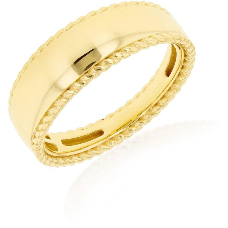 Image of Be You 9ct Gold Wide Round Twisted Rope Frame Ring Yellow Gold female N