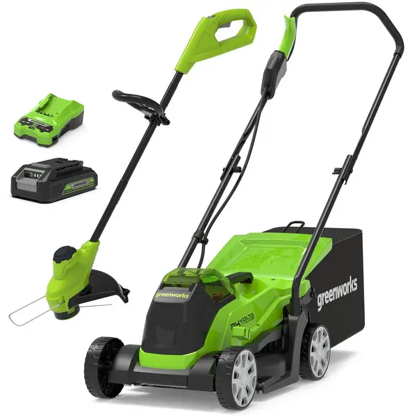 Image of Greenworks GD24LM33LT25K2 330mm 24V Cordless Brushless Rotary Lawnmower