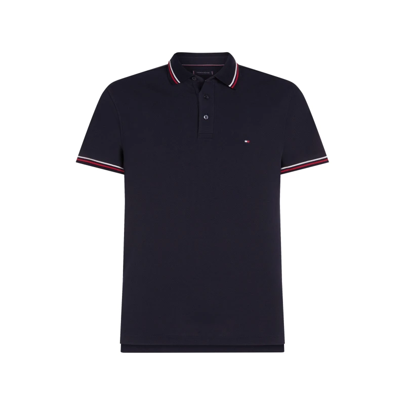Image of Tommy Hilfiger Tipped Slim Fit Polo Shirt Desert Sky L