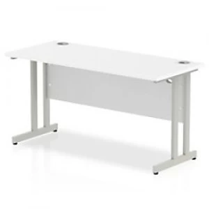 Image of Impulse 1400/600 Rectangle Silver Cantilever Leg Desk White