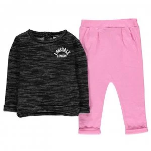 Image of Lonsdale Logo 2 Piece Set Baby - Black/Pink