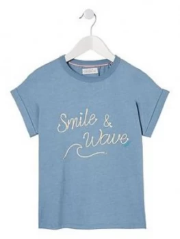 Image of Fat Face Smile Wave Graphic T-Shirt - Chambray