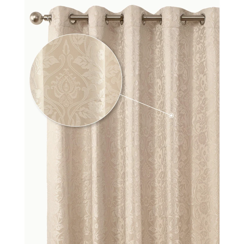 Image of Emma Barclay Eden - Lined Eyelet Jacquard Curtains - Cream Cream 46x54 Inch