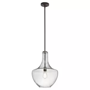 Image of 1 Bulb Ceiling Pendant Light Fitting Olde Bronze LED E27 60W Bulb