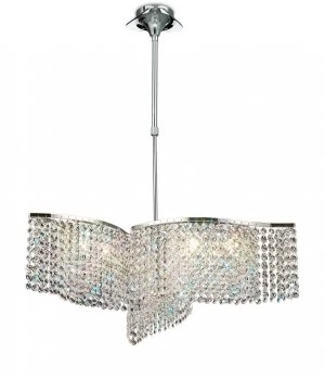 Image of Ceiling Pendant Semi-Flush Convertible 3 Arm 6 Light Polished Chrome, Crystal