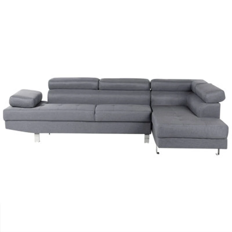 Image of Beliani Corner Sofa 5 Seater Norrea Fabric Grey Left Hand