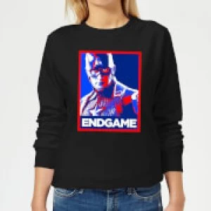 Image of Avengers Endgame Captain America Poster Womens Sweatshirt - Black