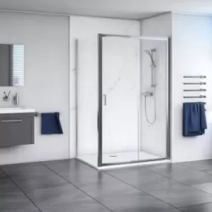 Image of Aqualux Framed 6mm Sliding Door & Side Panel Shower Enclosure with Tray and Waste Kit 1200x800mm in Chrome