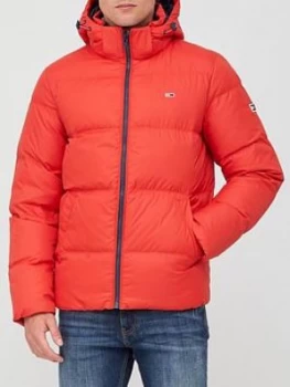 Image of Tommy Jeans TJM Essential Down Jacket - Red, Size S, Men