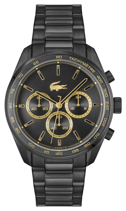 Image of Lacoste 2011476 Mens Boston (42mm) Black Dial / Black IP Watch