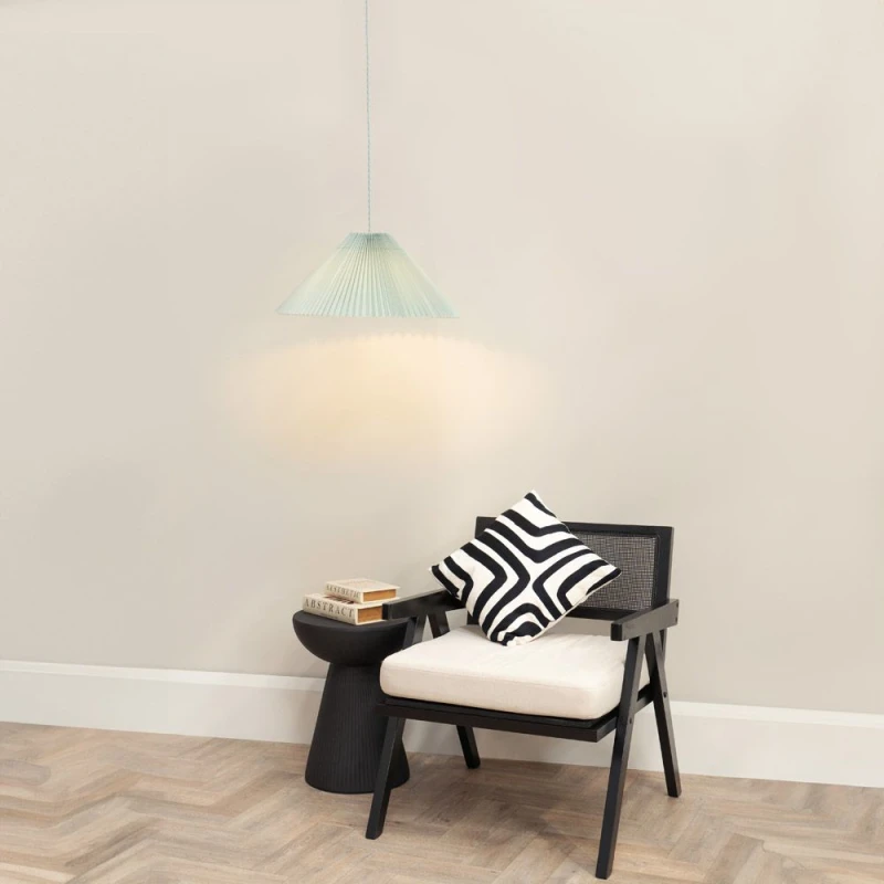 Image of ValueLights Akira Pleated Single Drop Ceiling Pendant Light with LED Bulb Bright Blue