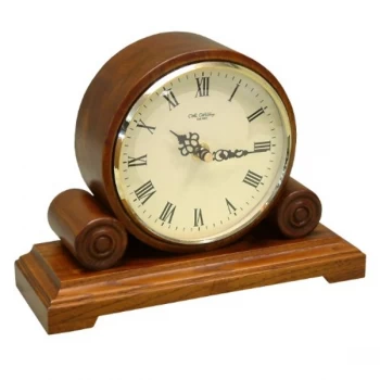 Image of Barrel Rounded Mantel Clock - Walnut Effect