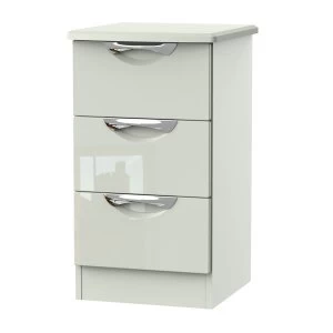 Image of Indices 3-Drawer Bedside Cabinet - White/Grey