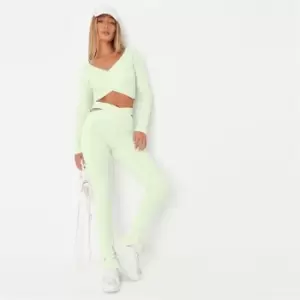 Image of Missguided Coord Rib Wrap Waist Legging - Green