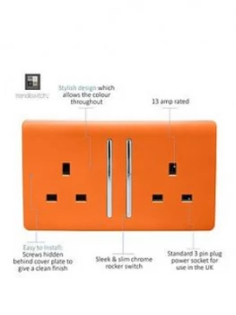 Image of Trendiswitch 2G 13A Switched Socket Orange