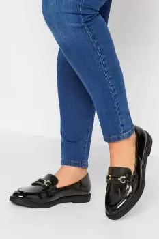 Image of Wide & Extra Wide Fit Patent Snaffle Loafers