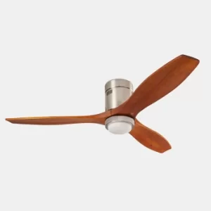 Image of Stem 3 Blade 137cm Ceiling Fan with Light For Life LED Light Satin Nickel, Brown