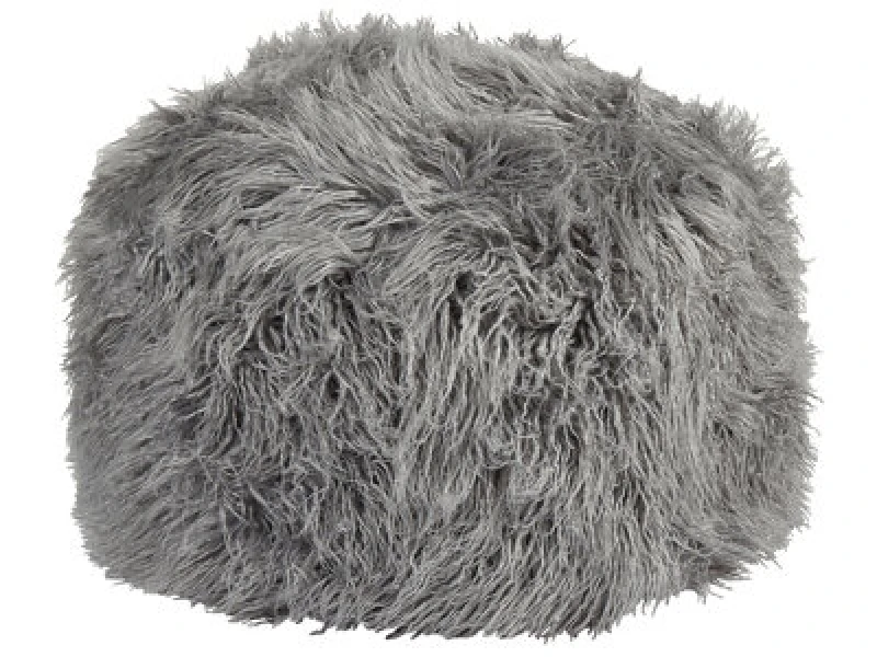 Image of Beliani Boho Pouffe Tukki Faux Fur Grey