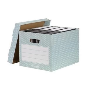 Image of Fellowes Bankers Box A4/Foolscap Storage Box Stackable Green/White - Pack of 4 Storage Boxes