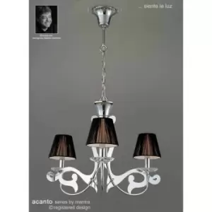 Image of Acanto round suspension 3 E14 bulbs, polished chrome with Black lampshades