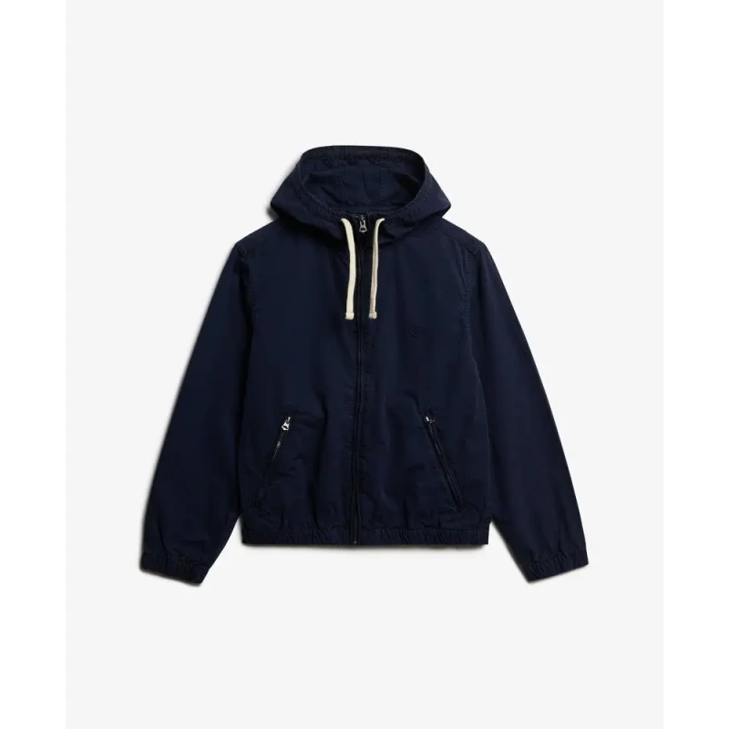 Image of Superdry Womens washed twill hoodie Superdry Bleu Female S