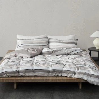 Image of Himeya Linking Lines Duvet Cover - STONE