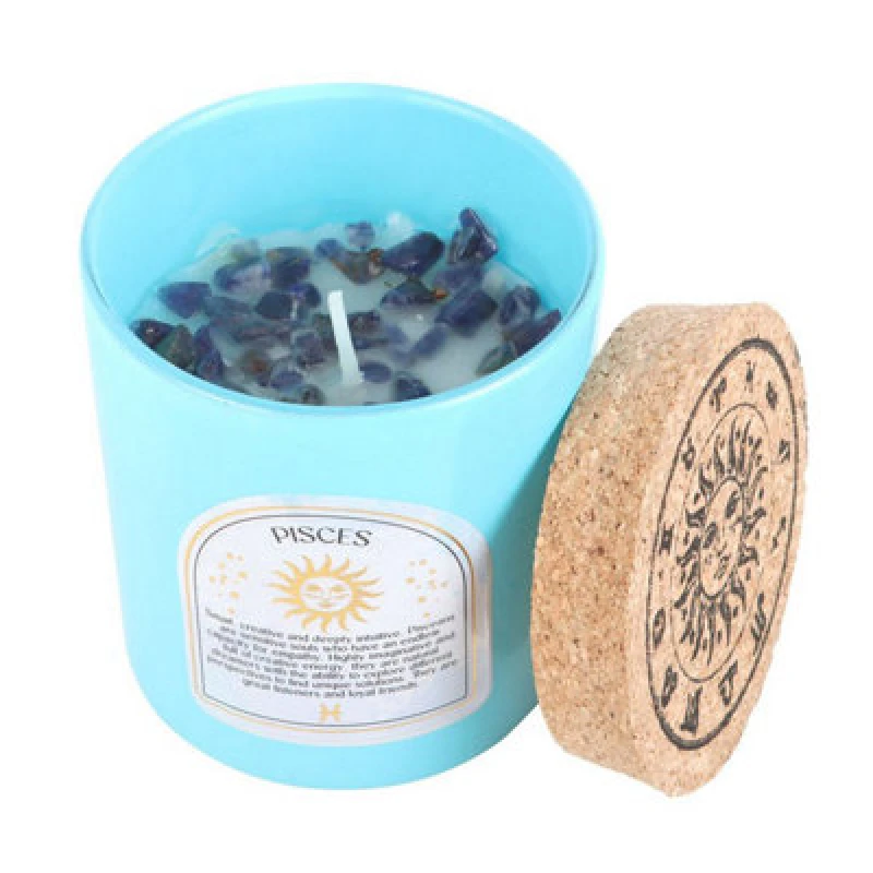 Image of Something Different Something Different Pisces Gardenia Aquamarine Scented Candle in Mid Blue Mid Blue One Size Unisex 5063425986859