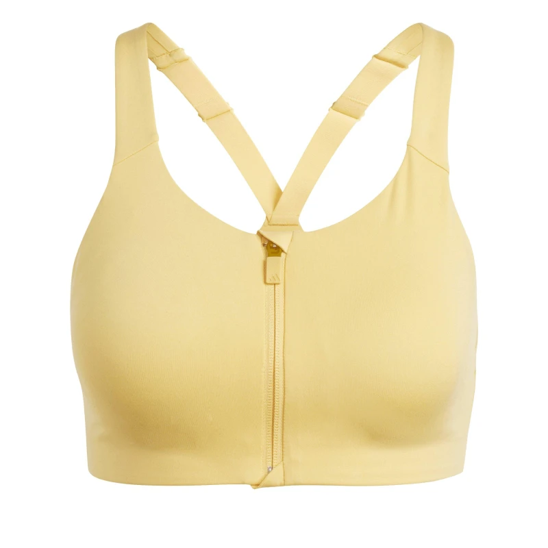 Image of adidas Tlrdim Lux Zipped Non Wired High Impact Sports Bra Yellow female 30C